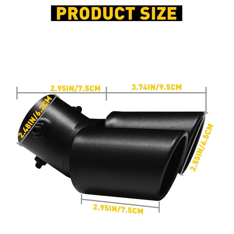 Matte Black Stainless Exhaust Steel Tip For outlet 1.5-2.4inch tailpipe Polished gallery