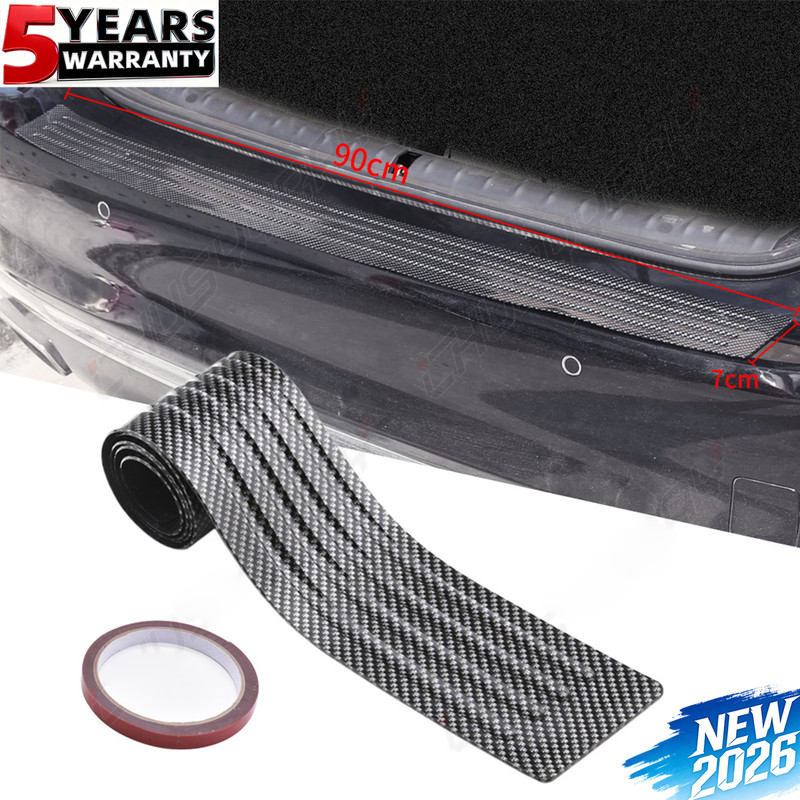 4D Black Carbon Fiber Look Auto Rear Trunk Tail Lip Protect Anti Scratch Sticker