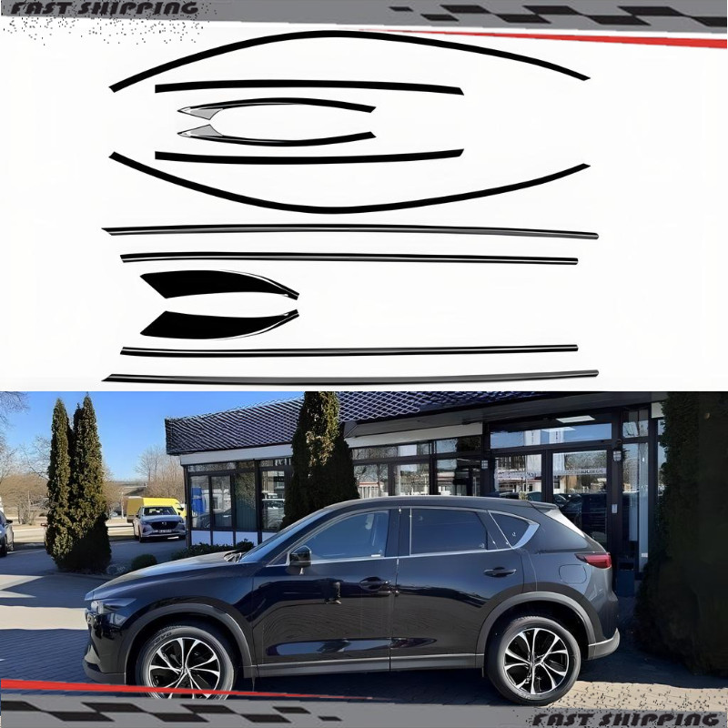 FOR Mazda CX-5 2017- 2025 Gloss Black Car Window Molding Trims Seal Belt Strips gallery