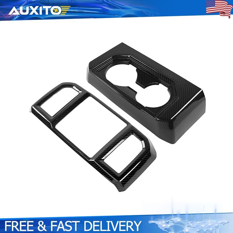 Carbon Fiber Pattern Rear Air Vent Outlet Cup Holder Cover Trim For Ford F150
