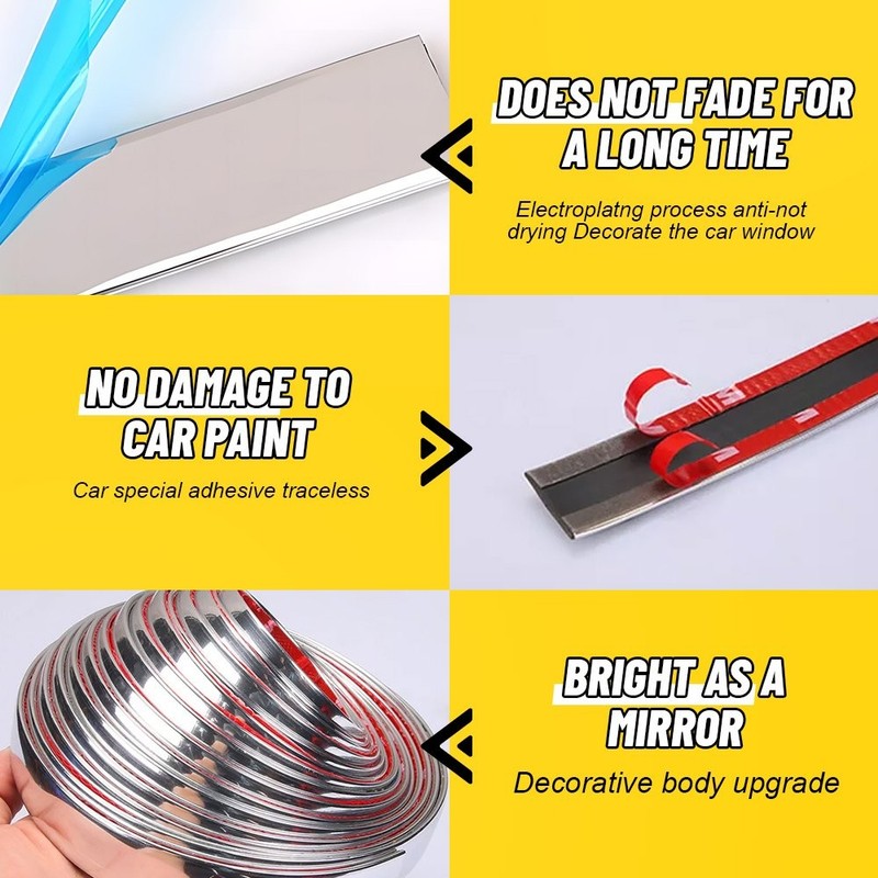 Chrome Trim Molding Strip Car Door Window Bumper Side Trime Protector 2.2cm*5m gallery