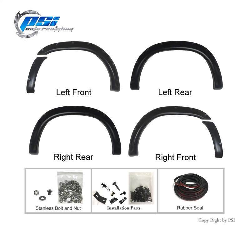 Black Paintable Pocket Bolt Fender Flares 2003-2006 Fits Toyota Tundra Full Set gallery