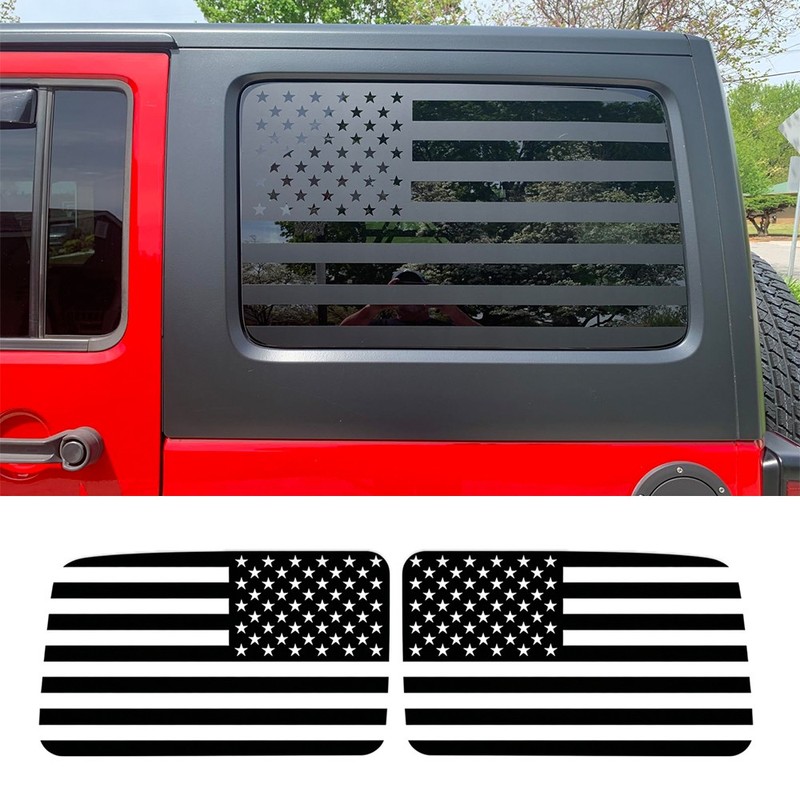 2X Car Rear Window American Flag Vinyl Decal For Jeep Wrangler JL JLU 2018-2026