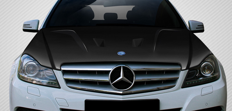 Mercedes-Benz Hood Emblem Star Badge Chrome Blue Laurel Wreath C-Class E-Class gallery