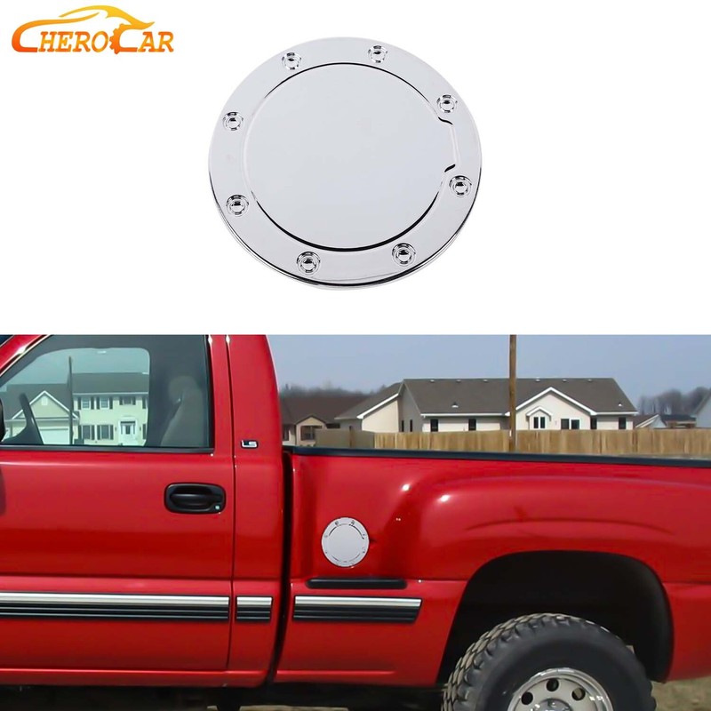 Chrome ABS Fuel Tank Gas Door Cap Cover for Chevy Silverado GMC Sierra 2500HD