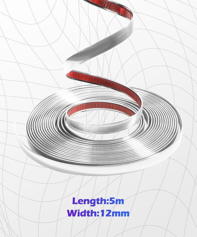 SCUARI 1/2 Inch Wide Chrome Tape,25FT Tape for Cars,Car Silver gallery