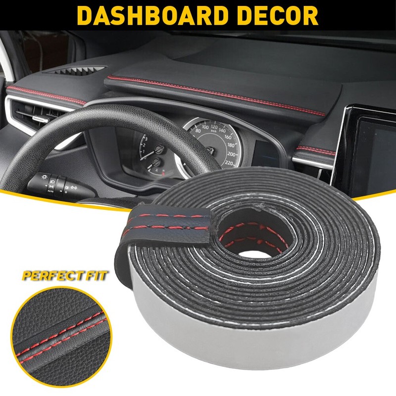 2M PU Leather Car Dashboard Decor Line Strip Sticker Moulding Trim Decorative