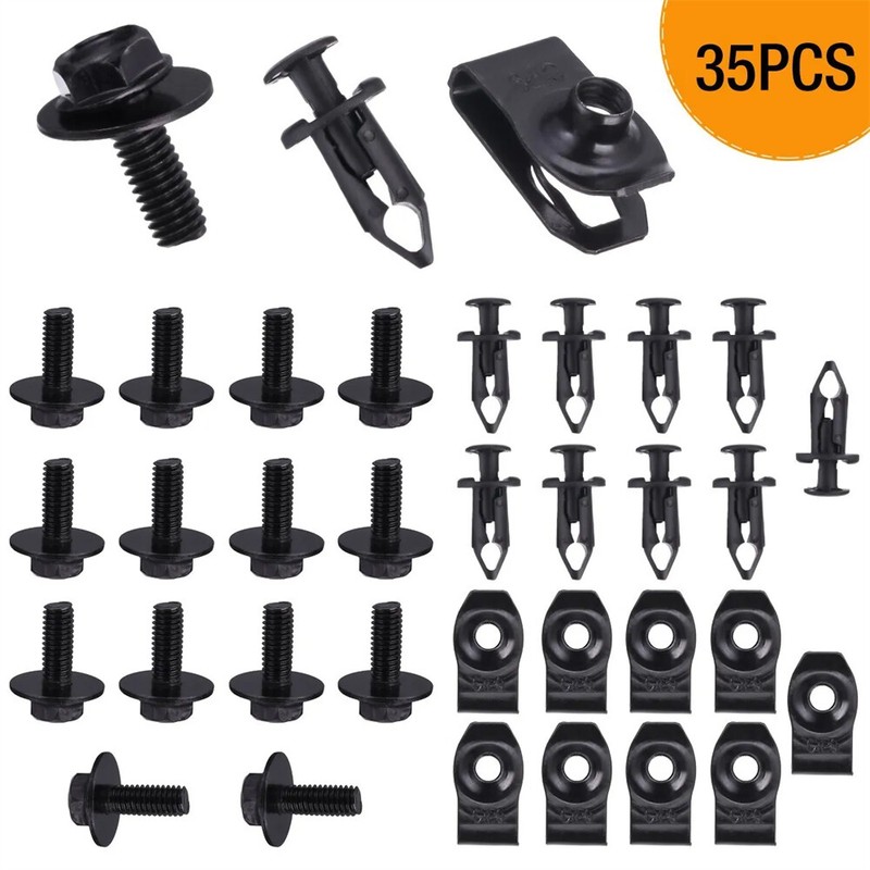 Under Cover Splash Shield Guard Bumper Body Bolts & Unut Clip Fastener 35pcs