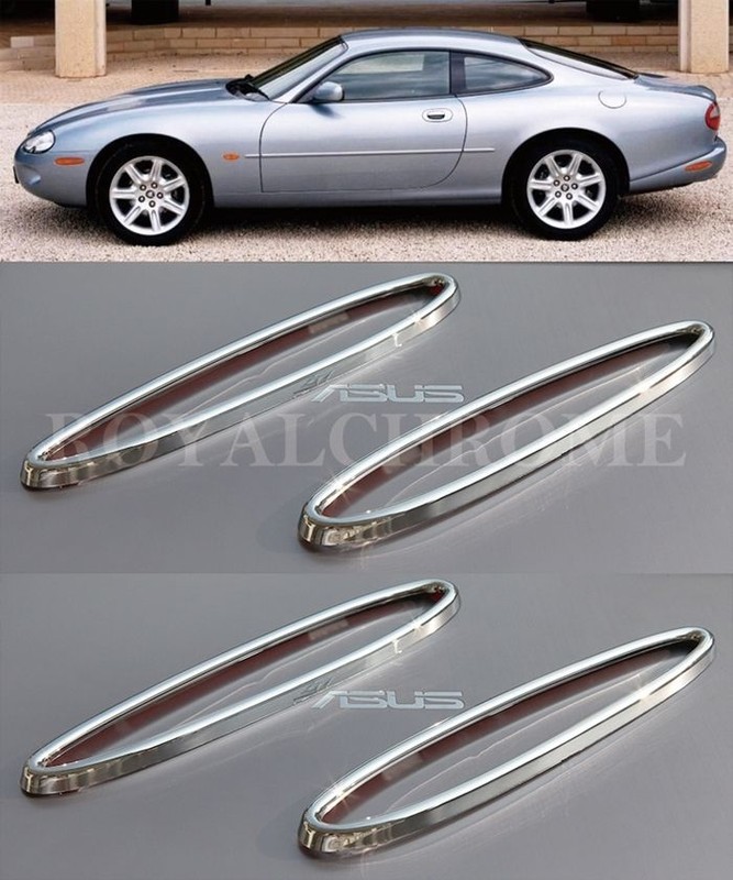 UNICUS Bright CHROME Side Reflector Trims 4x for Jaguar X100 XK XK8 XKR 96 to 06