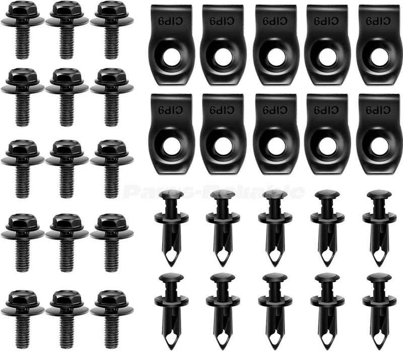 For Nissan 35Pcs Body Bolts & U-nut Clips M6 Engine Under Cover Splash Shield