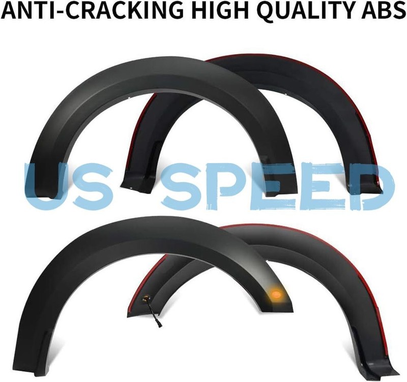 Fits 2015-2017 Ford F150 Fender Flares w/ Amber LED Light Raptor Style 4pcs Set