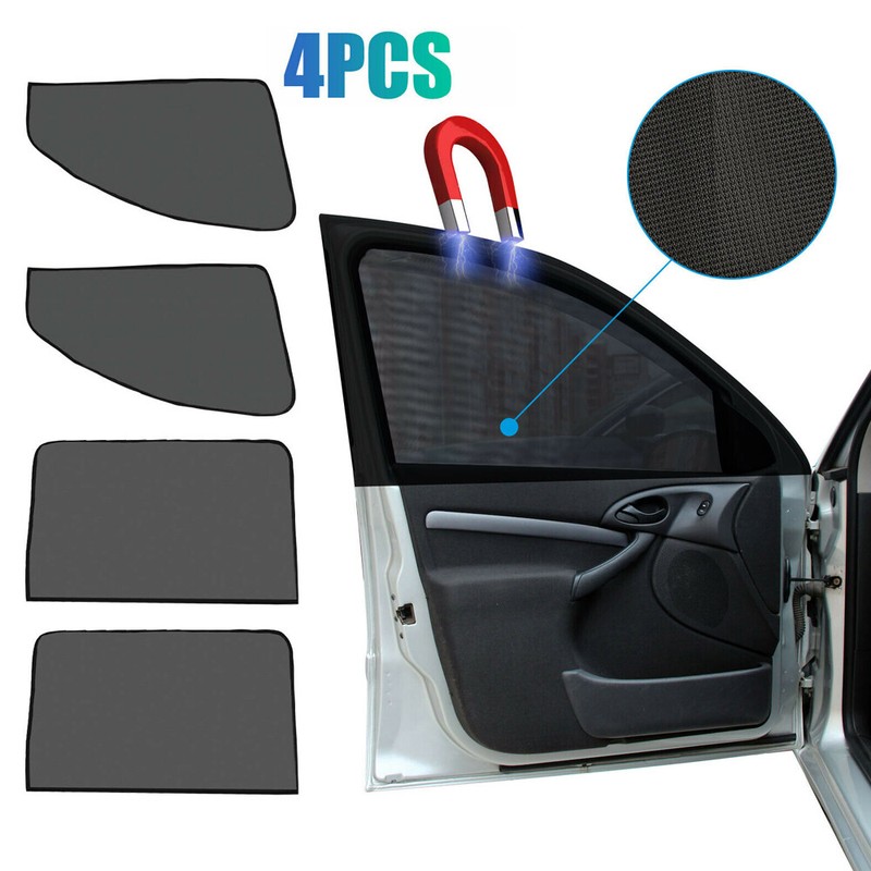 4Pcs Car Side Front Rear Window Magnetic Sun Shade Anti UV Cover Mesh Shield