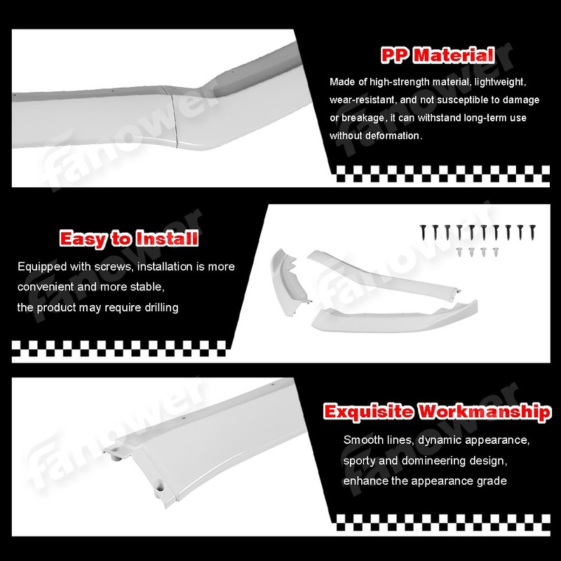Painted White Front Bumper Splitter Spoiler Lip Trim For Cadillac ATS 2015-2018 gallery