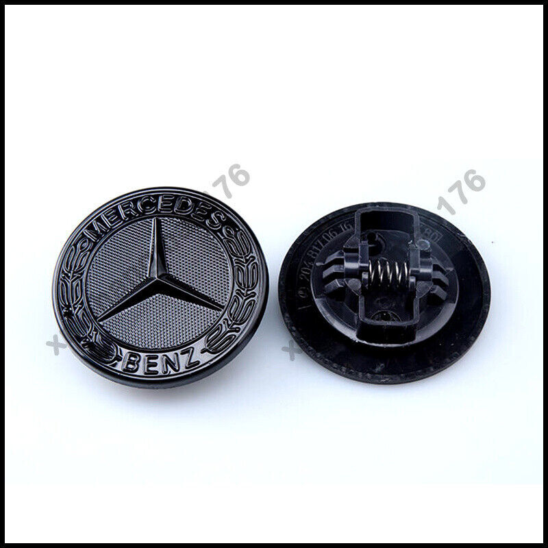 NEW Glossy Black Bonnet Flat Star Badge For MB A B C E S SLK Class 57mm