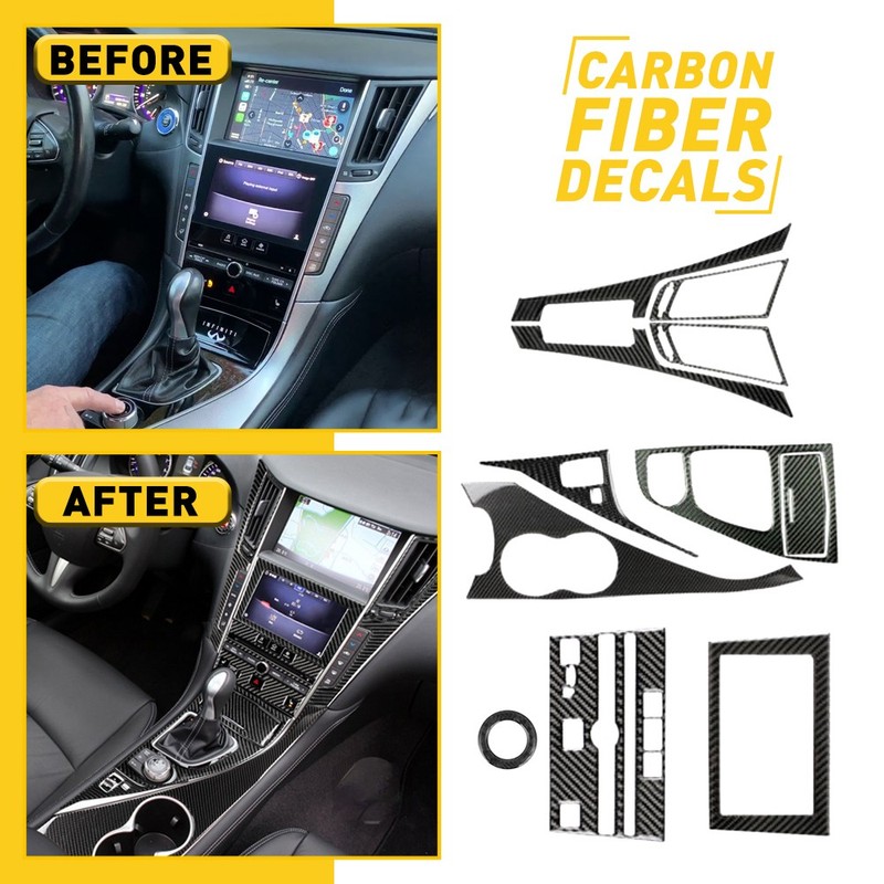 Car Interior Carbon Trim Decal Fiber Trim Sticker Vinyl Q50 for Infiniti 2014-19