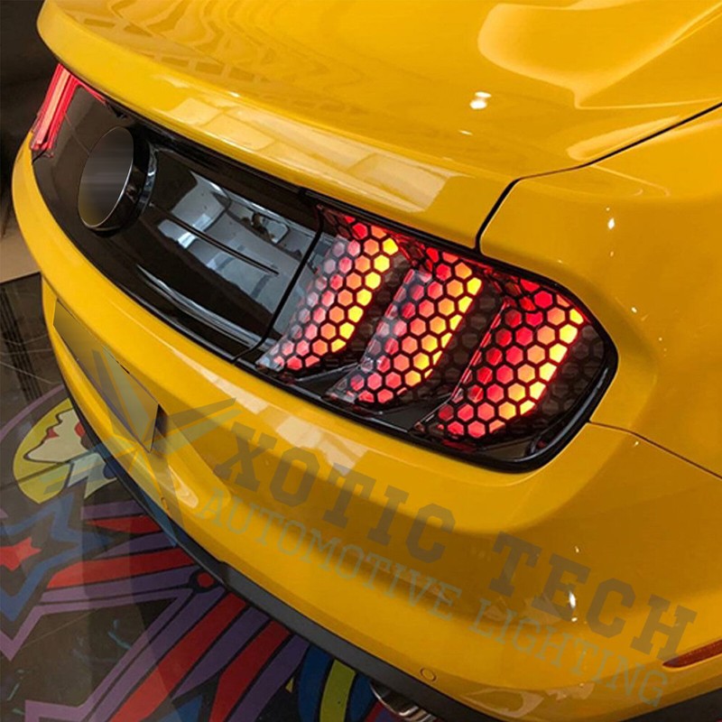 Black Rear Tail light Lamp Honeycomb Stickers Decals For Ford Mustang 2015-2017 gallery