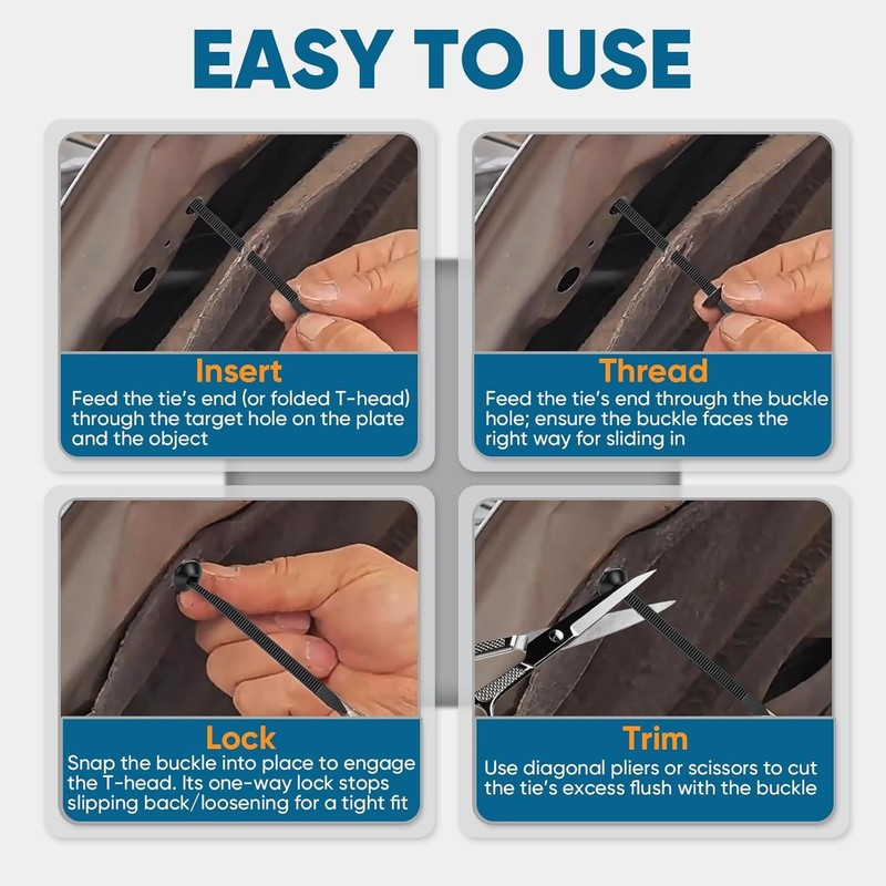 100PC Nylon Universal Cable Tie Buckle – Cable Tie Buckle Zip Tie for Car Fender gallery