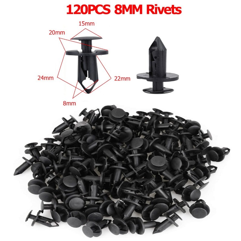 120PCS&8mm Bumper Clips Retainer Auto Car Plastic Rivets Fastener Fender Push. gallery