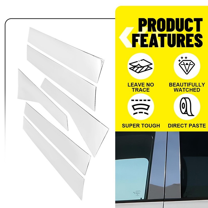 Glossy Black Chrome 6Pcs BC Pillar Post Trim Set For Cadillac CT6 2016-2020 Auto gallery