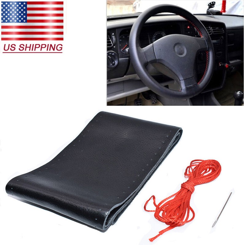15" Steering Wheel Cover Genuine Leather for Nissan Titan 2004-2014 2015-2021 gallery