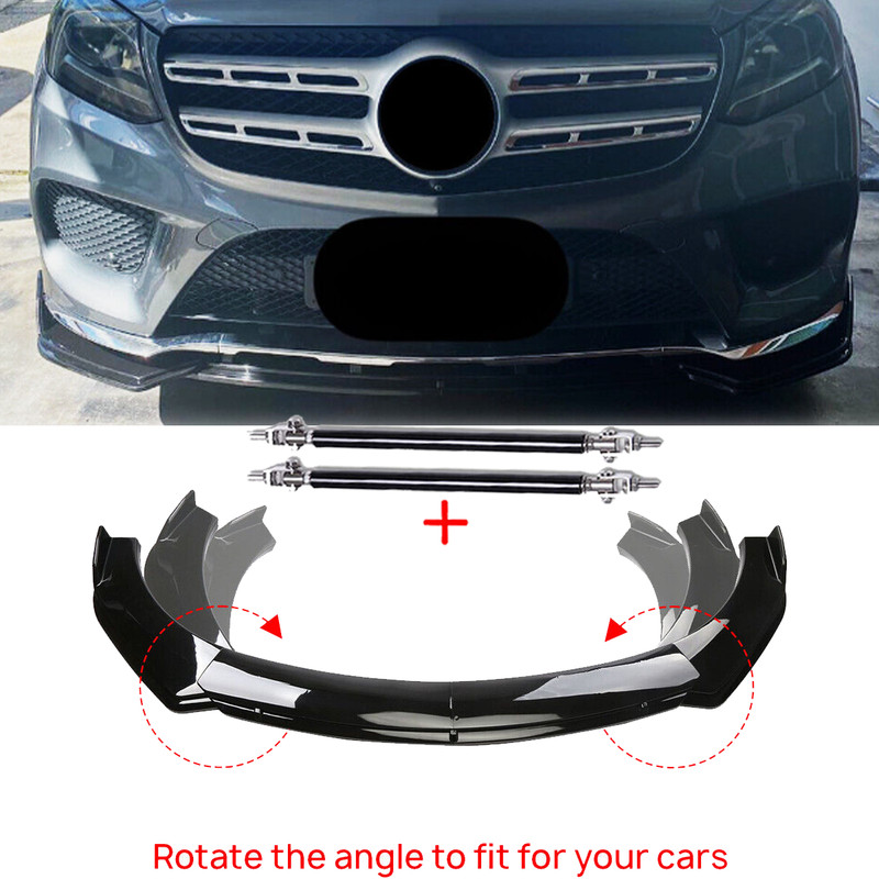 Front Bumper Lip Splitter Spoiler Gloss Black For Mercedes-Benz GLS450 GLS500