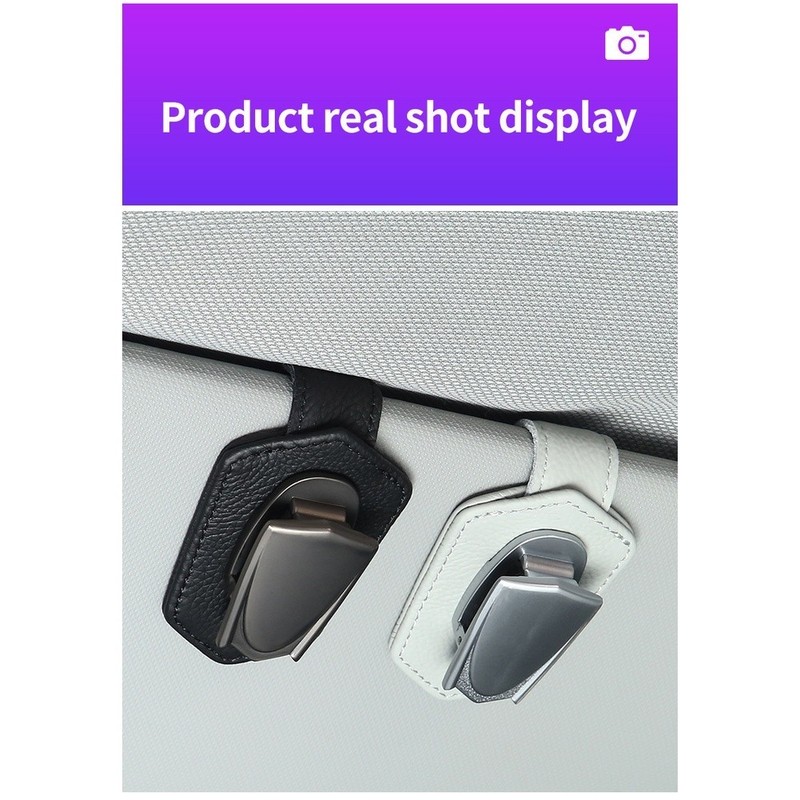 Leather Car Visor Sunglass Holder Clip with Magnetic Closure and Sponge Lining gallery