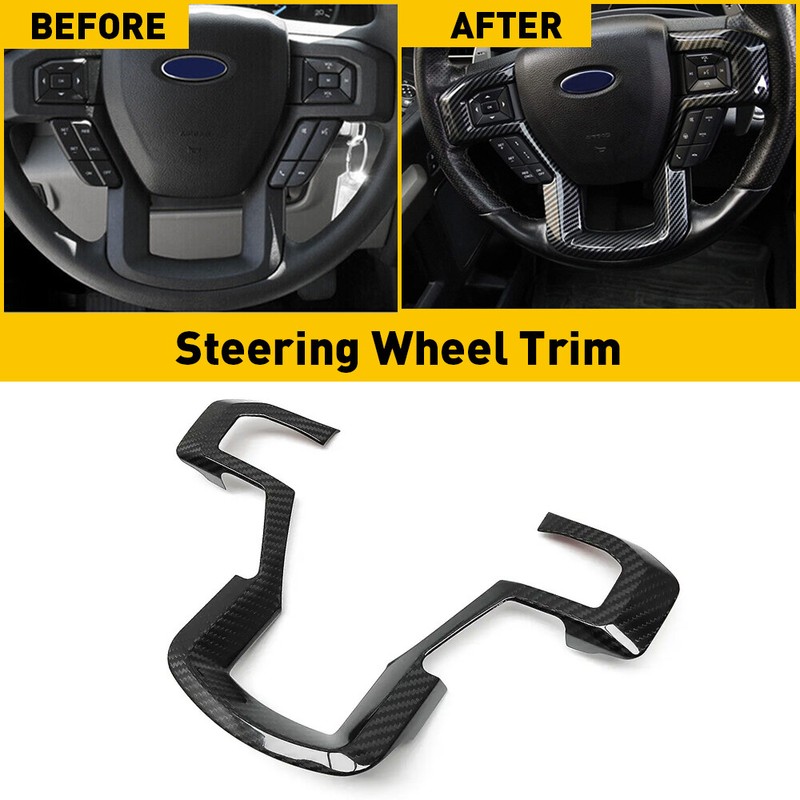 Carbon Fiber Interior Steering Wheel Moulding Trim For 15-2023 Ford F150 EOA