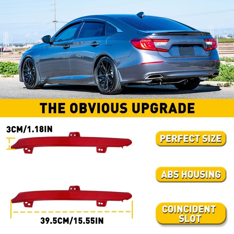 OE-Spec Red Lens Rear Bumper Reflectors Reflex For 2018-2022 Honda Accord Sedan gallery