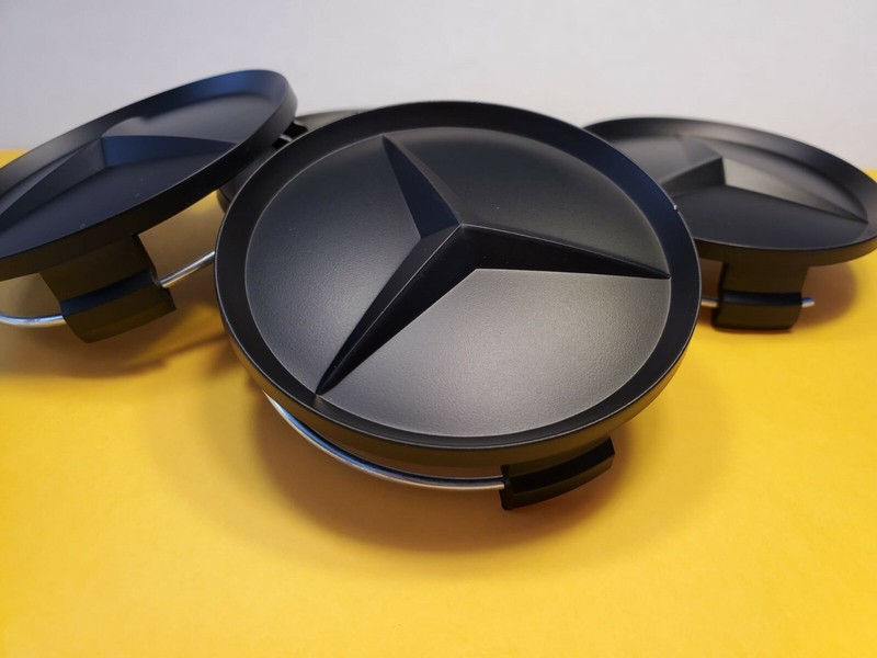 Set of 4 Mercedes Benz Center Caps All Black 2.95 Inch/75mm Fits Most Models gallery