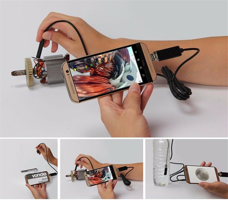 5m 7mm LED Android PC Endoscope Snake Borescopes 2-in-1 USB Inspection Camera