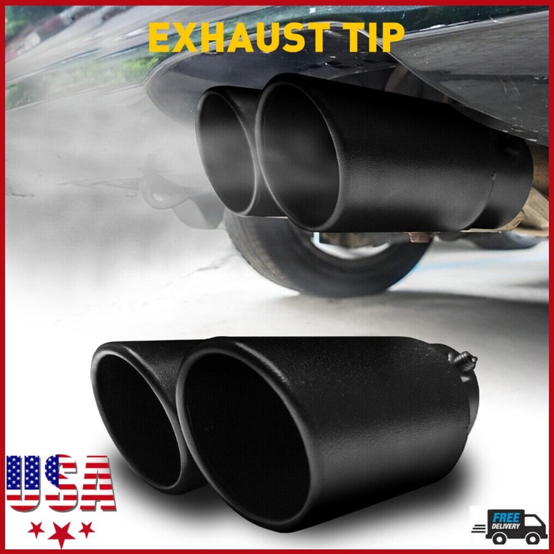 Car Rear Exhaust Pipe Tail Muffler Tip Matte Black Stainless Steel Accessories