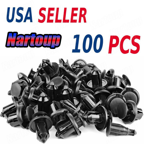 100pcs For Honda Acura 10mm Fastener Clips Push Type Rivet Retainer Bumper Pin