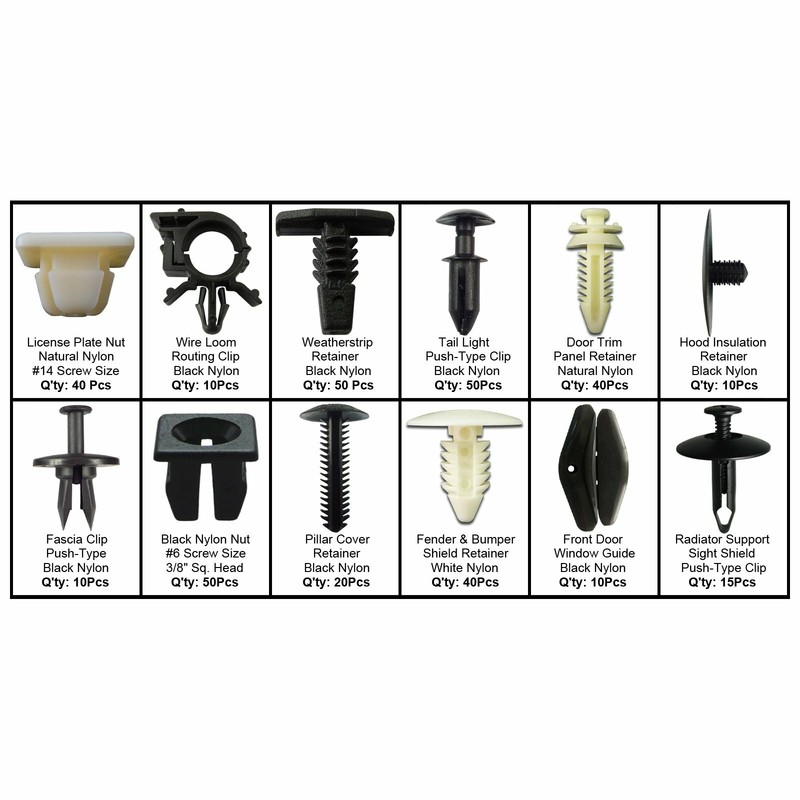 345 Clip Hood Door Panel Window Fender Bumper Fascia Retainer Assortment For GM gallery