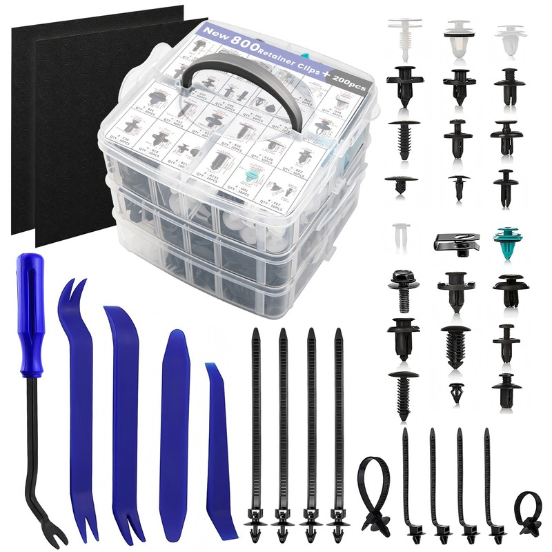 1000PCS Car Retainer Clips Auto Fasteners Push Trim Clips Pin Rivet Bumper Kit