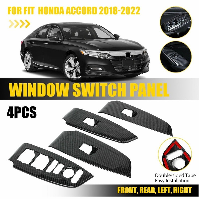 For Honda Accord 2018-22 Carbon Fiber Look Inner Window Switch Panel Covers EAW