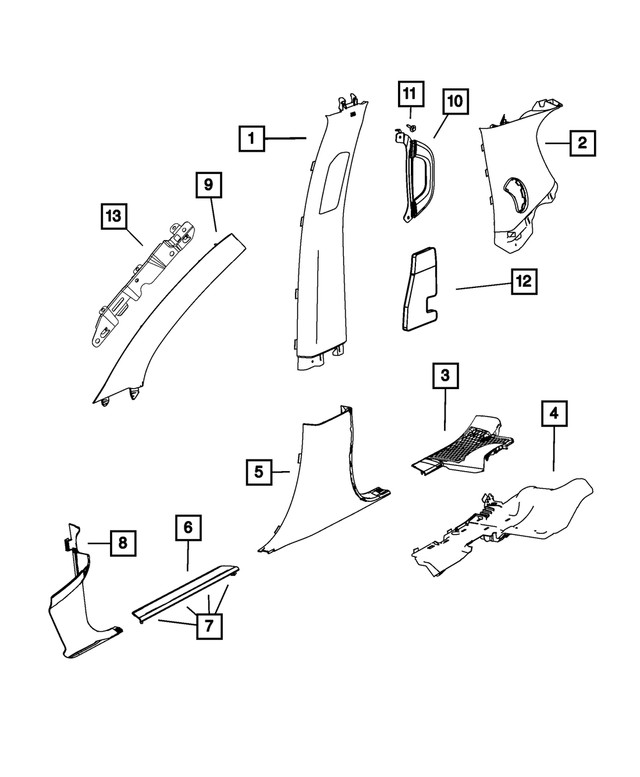 Genuine Mopar A Pillar Molding Left 6ZR53HDAAA gallery