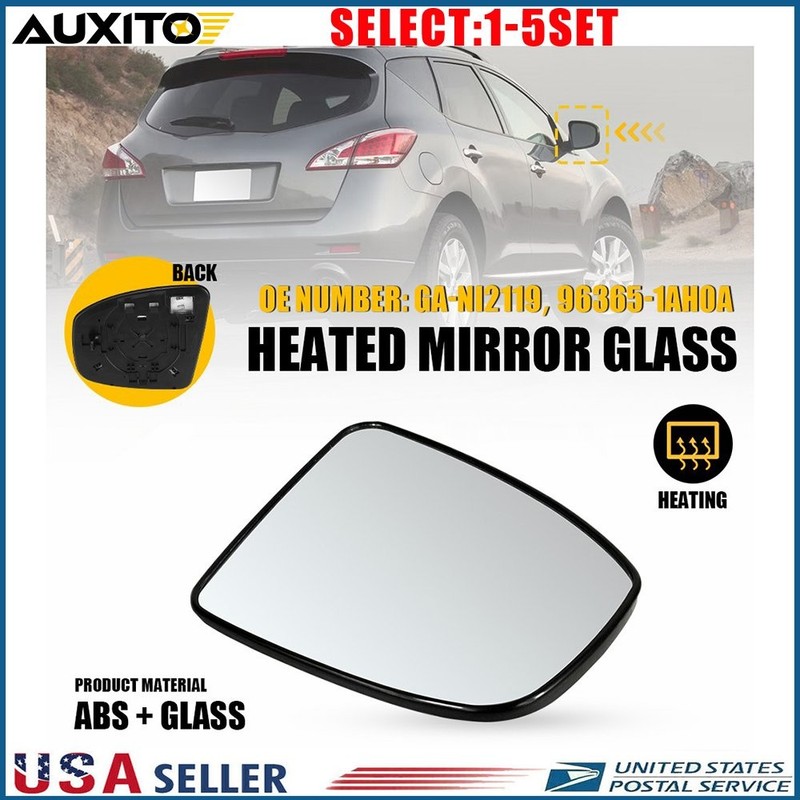 For Nissan Murano 09-14 Passenger Heated Mirror Glass W/ Backing GA‑NI2119 1-5X