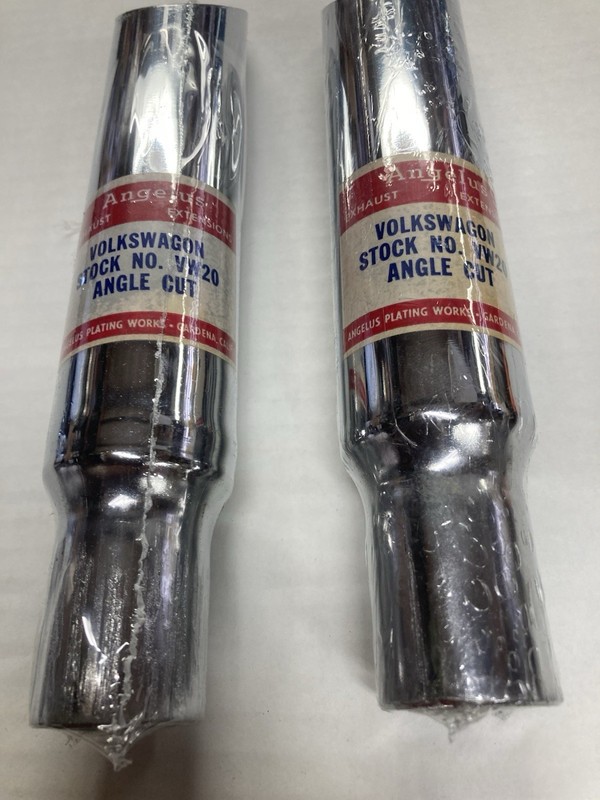 Vintage Angelus VW Chrome Exhaust Extensions Accessory 10″ angle cut Tail Pipe