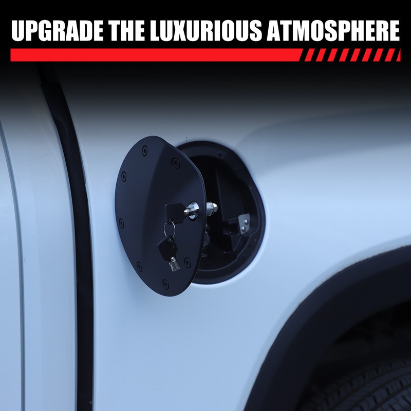 Fuel Gas Tank Cap Cover Trim w/ Lock & Key For Toyota Tundra 2022-2024 Aluminum gallery