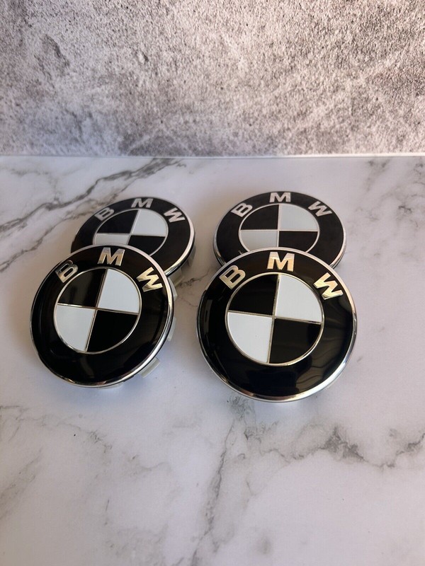 4 PCS BMW 68mm Black Wheel Center Hub Caps Logo Badge Emblem Rim Hubcaps Emblem