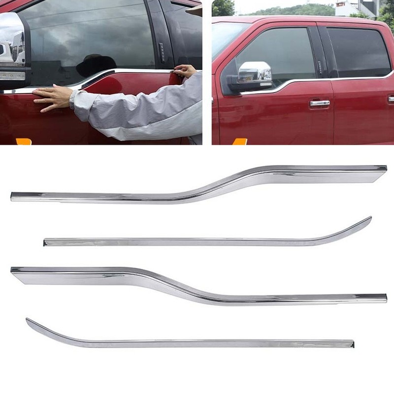 Silver Chrome Exterior Window Sill Strip Cover Trim For Ford F150 F-150 2015-20