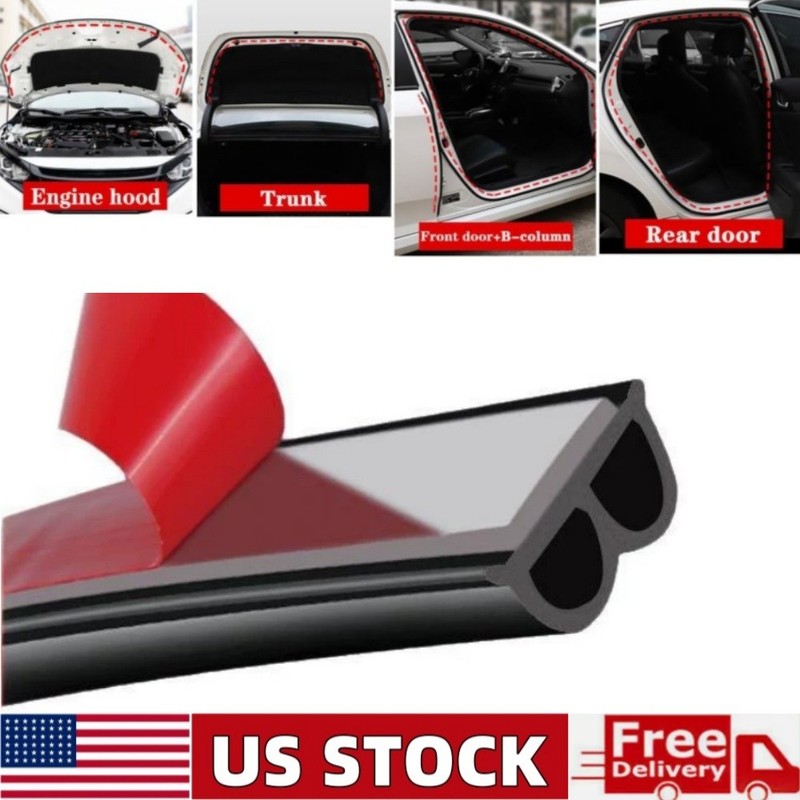 10m B-Shape Rubber Car Door Window Seal Strip Hollow Edge Guard Weatherstrip US