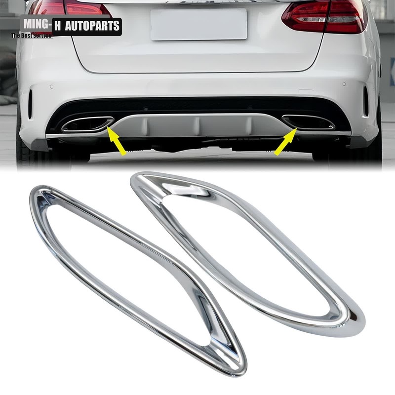 Left & Right Rear Tailpipe Trim For 2019-23 Mercedes-Benz E450 2022-23 E53 AMG