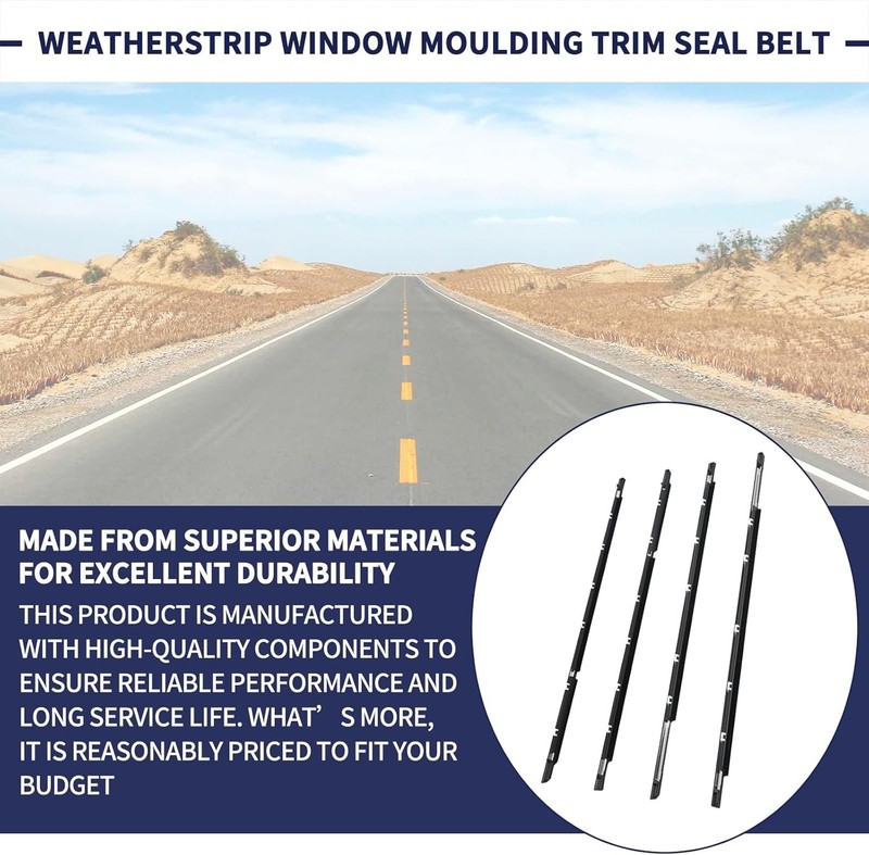 4Pcs Window Molding Trim Weather Strip Seal Strip for Toyota Camry 2002-2006 gallery