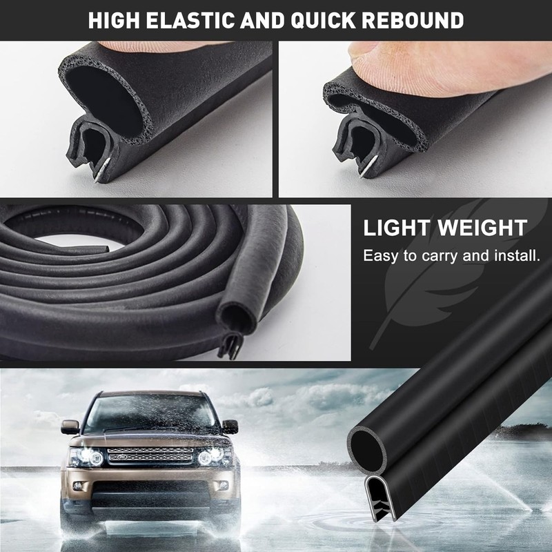 13FT Car Door Rubber Seal Strip with U-Shaped Side Bulb, Car Weather Striping gallery