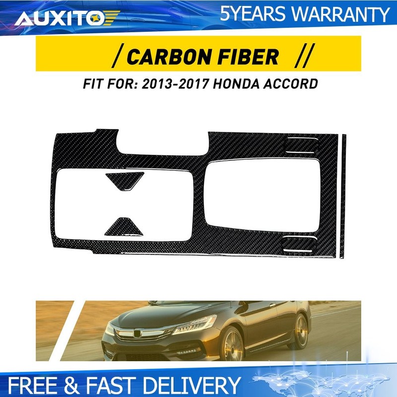 Carbon Fiber Interior Gear Shift Panel Frame Cover Trim For Honda Accord 2013-17