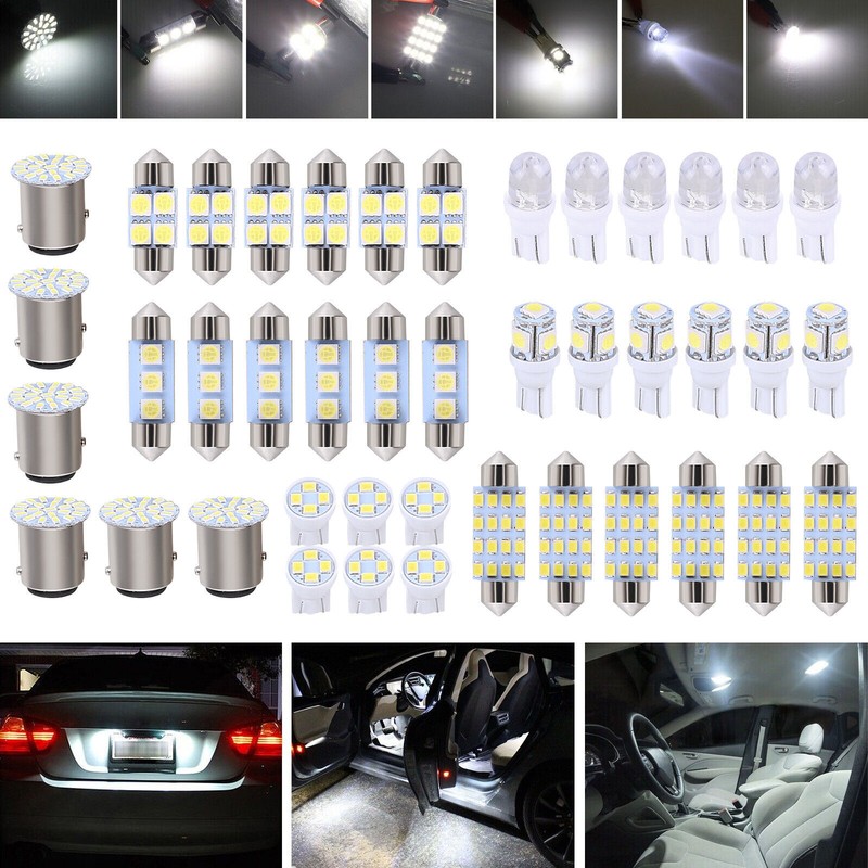 Set of 42pc 6000K Car Interior LED Map Dome Door Trunk License Plate Light Bulbs