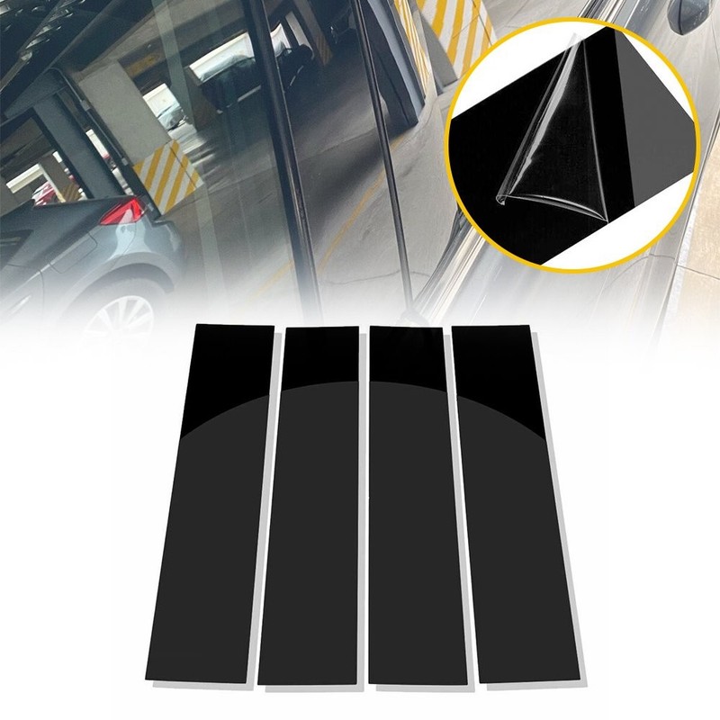 Black Door Pillar Posts Trims Cover Decorative Stickers For 2004-2014 Ford F150