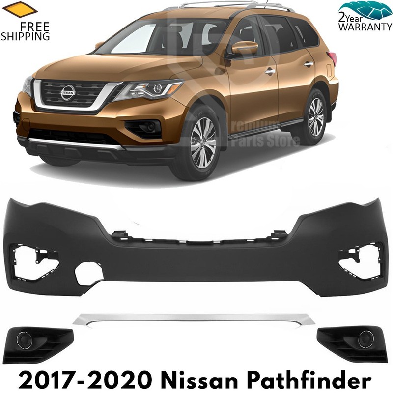 Front Bumper Cover Paintable & Bumper Lower Trim For 2017-2020 Nissan Pathfinder