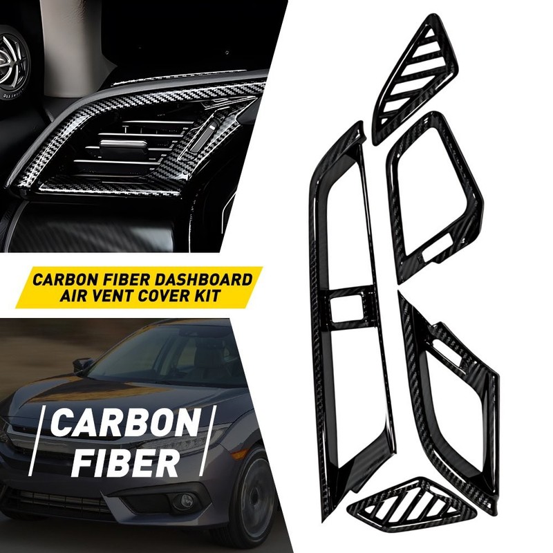 Carbon ABS Dashboard Fiber Air Vent Cover Case Fit Civic Honda 10th 2016-2020